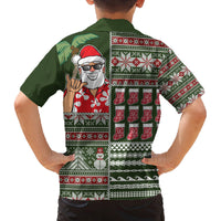 Hawaii Mele Kalikimaka Family Matching Summer Maxi Dress and Hawaiian Shirt Aloha and Christmas Elements Patchwork Green Style LT03 - Polynesian Pride
