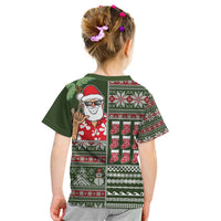 Hawaii Mele Kalikimaka Kid T Shirt Aloha and Christmas Elements Patchwork Green Style LT03 - Polynesian Pride