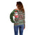 Hawaii Mele Kalikimaka Off Shoulder Sweater Aloha and Christmas Elements Patchwork Green Style LT03 - Polynesian Pride