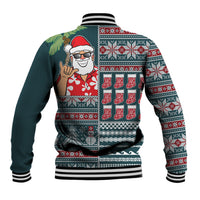 Hawaii Mele Kalikimaka Baseball Jacket Aloha and Christmas Elements Patchwork Turquoise Style LT03 - Polynesian Pride