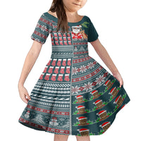 Hawaii Mele Kalikimaka Family Matching Tank Maxi Dress and Hawaiian Shirt Aloha and Christmas Elements Patchwork Turquoise Style LT03 Daughter's Dress Turquoise - Polynesian Pride
