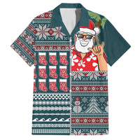 Hawaii Mele Kalikimaka Family Matching Tank Maxi Dress and Hawaiian Shirt Aloha and Christmas Elements Patchwork Turquoise Style LT03 Dad's Shirt - Short Sleeve Turquoise - Polynesian Pride