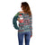 Hawaii Mele Kalikimaka Off Shoulder Sweater Aloha and Christmas Elements Patchwork Turquoise Style LT03 - Polynesian Pride