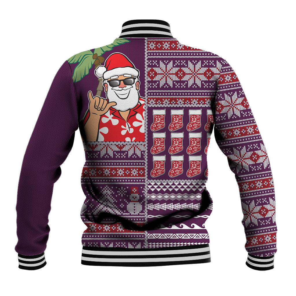 Hawaii Mele Kalikimaka Baseball Jacket Aloha and Christmas Elements Patchwork Pink Style LT03 - Polynesian Pride