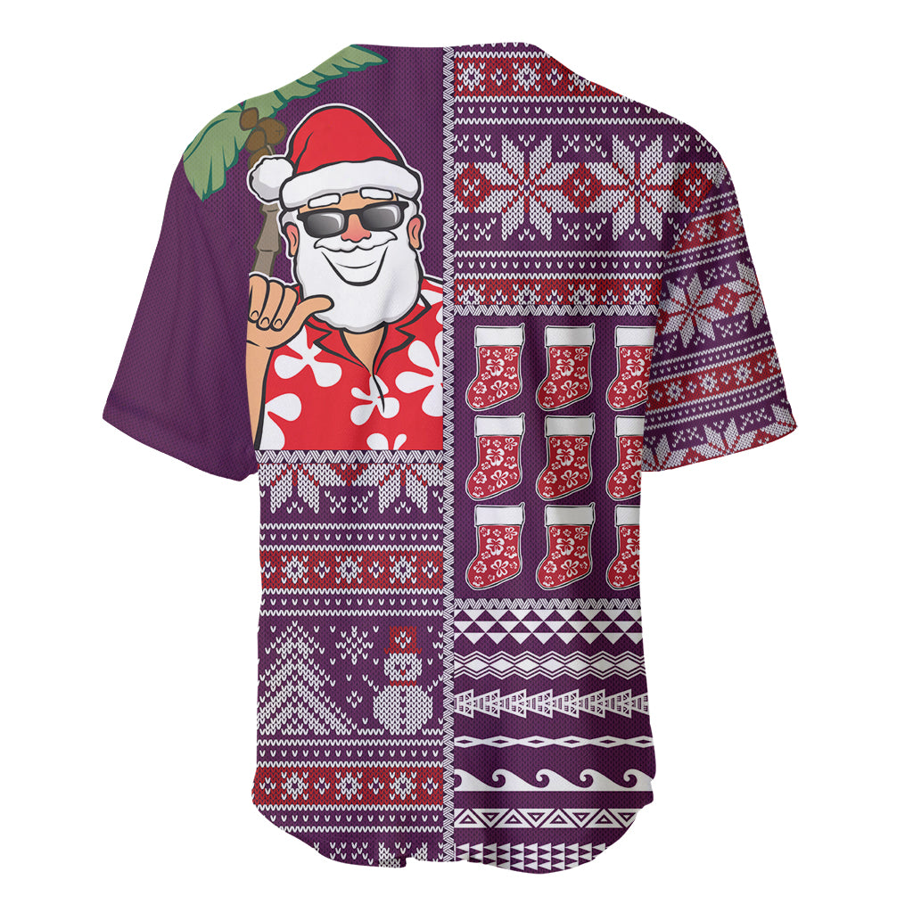 Hawaii Mele Kalikimaka Baseball Jersey Aloha and Christmas Elements Patchwork Pink Style LT03 - Polynesian Pride
