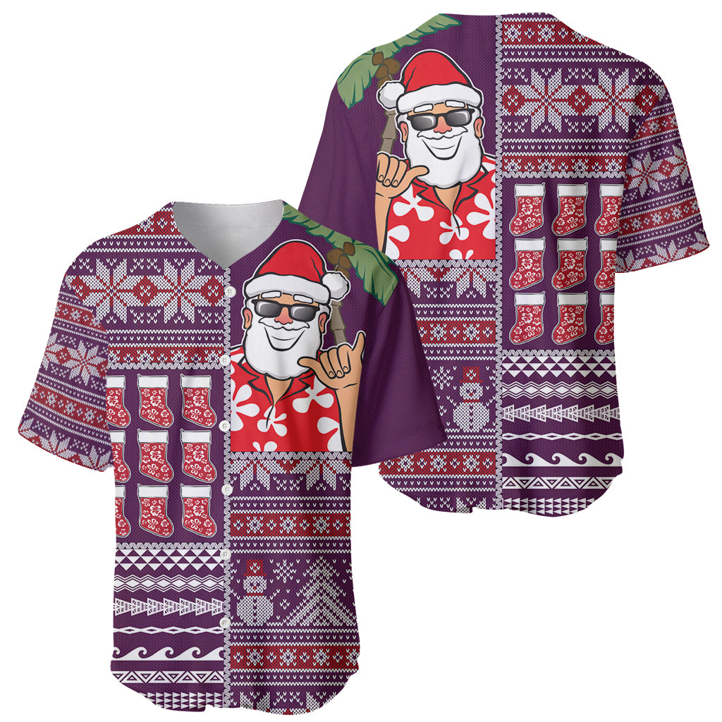 Hawaii Mele Kalikimaka Baseball Jersey Aloha and Christmas Elements Patchwork Pink Style LT03 - Polynesian Pride