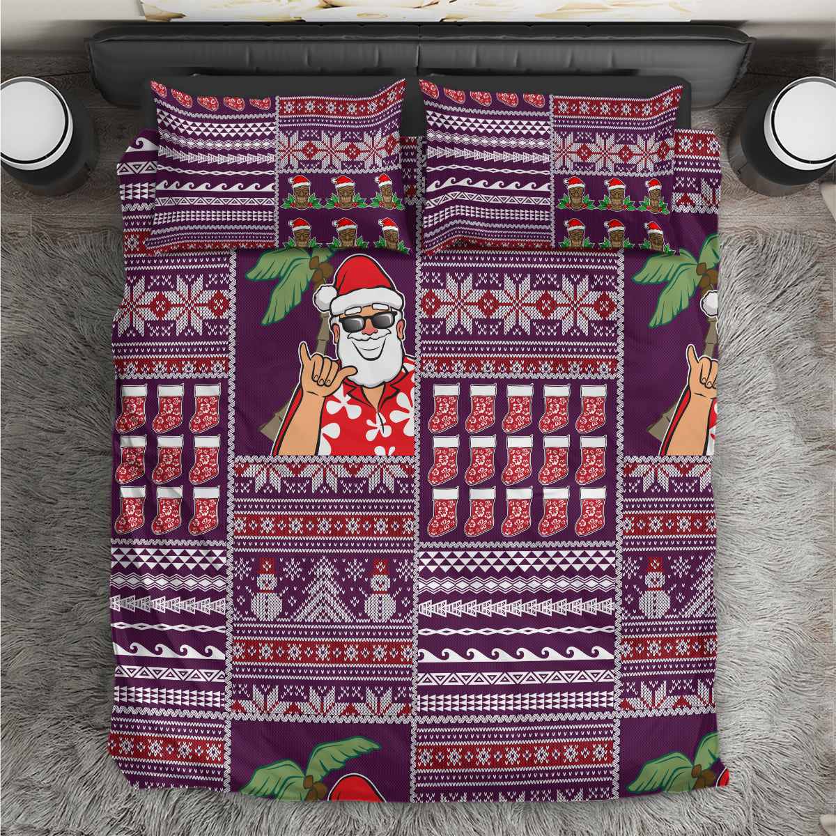 Hawaii Mele Kalikimaka Bedding Set Aloha and Christmas Elements Patchwork Pink Style LT03 Pink - Polynesian Pride