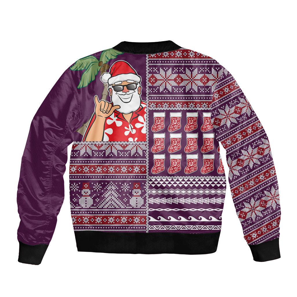 Hawaii Mele Kalikimaka Bomber Jacket Aloha and Christmas Elements Patchwork Pink Style LT03 - Polynesian Pride