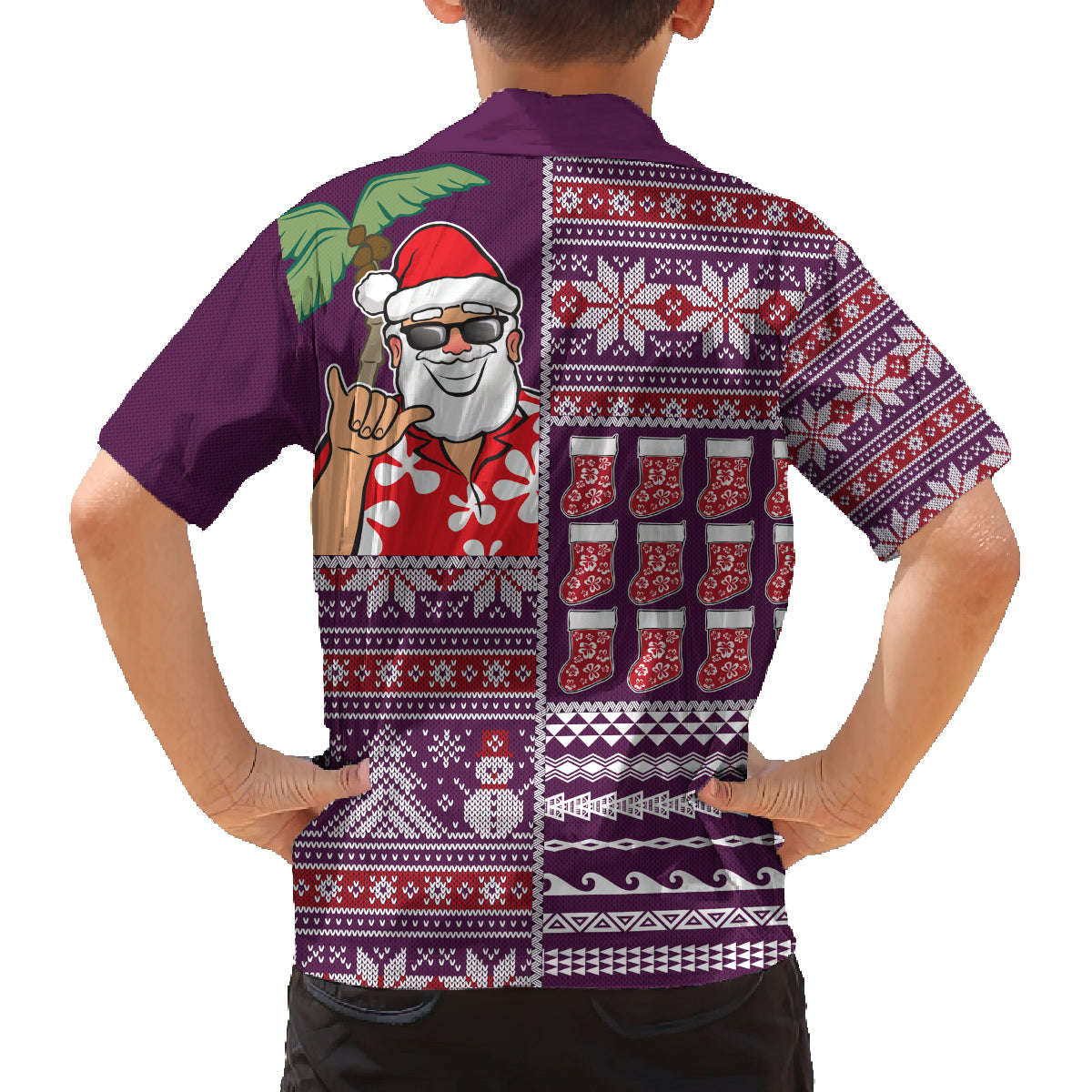 Hawaii Mele Kalikimaka Family Matching Off Shoulder Maxi Dress and Hawaiian Shirt Aloha and Christmas Elements Patchwork Pink Style LT03 - Polynesian Pride