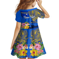 Personalised Nauru Independence Day Family Matching Puletasi and Hawaiian Shirt Nauruan Tribal Flag Style LT03 - Polynesian Pride