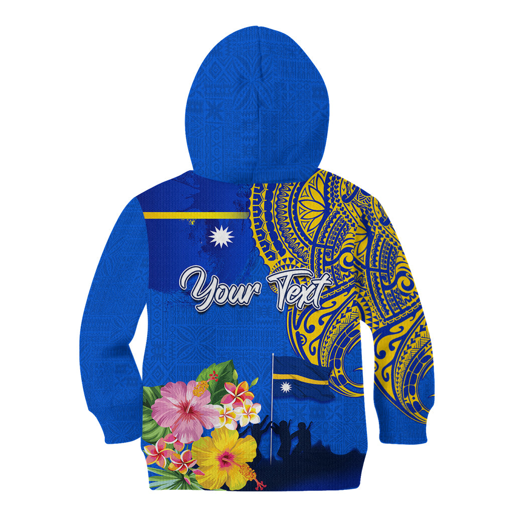 Personalised Nauru Independence Day Kid Hoodie Nauruan Tribal Flag Style LT03 - Polynesian Pride