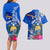 Personalised Nauru Coat of Arms Couples Matching Long Sleeve Bodycon Dress and Hawaiian Shirt Tropical Flower Polynesian Pattern LT03 - Polynesian Pride