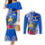 Personalised Nauru Coat of Arms Couples Matching Mermaid Dress and Long Sleeve Button Shirt Tropical Flower Polynesian Pattern LT03 Blue - Polynesian Pride
