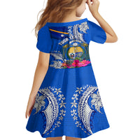 Personalised Nauru Coat of Arms Family Matching Long Sleeve Bodycon Dress and Hawaiian Shirt Tropical Flower Polynesian Pattern LT03 - Polynesian Pride