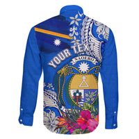Personalised Nauru Coat of Arms Family Matching Mermaid Dress and Hawaiian Shirt Tropical Flower Polynesian Pattern LT03 - Polynesian Pride