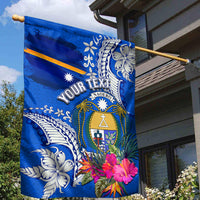 Personalised Nauru Coat of Arms Garden Flag Tropical Flower Polynesian Pattern LT03 - Polynesian Pride