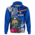 Personalised Nauru Coat of Arms Hoodie Tropical Flower Polynesian Pattern LT03 Pullover Hoodie Blue - Polynesian Pride