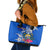 Personalised Nauru Coat of Arms Leather Tote Bag Tropical Flower Polynesian Pattern LT03 Blue - Polynesian Pride