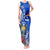 Personalised Nauru Coat of Arms Tank Maxi Dress Tropical Flower Polynesian Pattern LT03 Women Blue - Polynesian Pride
