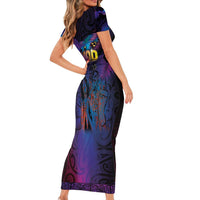 Aotearoa Arts Festival 2025 Short Sleeve Bodycon Dress Maori Music Art Dance - Rhythmic Vibes LT03 - Polynesian Pride