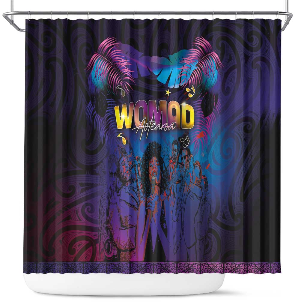 Aotearoa Arts Festival 2025 Shower Curtain Maori Music Art Dance - Rhythmic Vibes