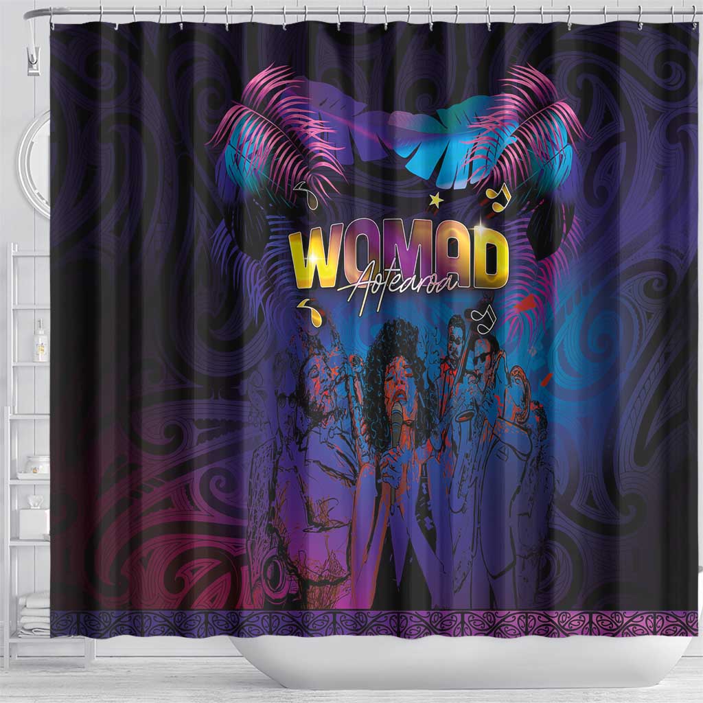 Aotearoa Arts Festival 2025 Shower Curtain Maori Music Art Dance - Rhythmic Vibes