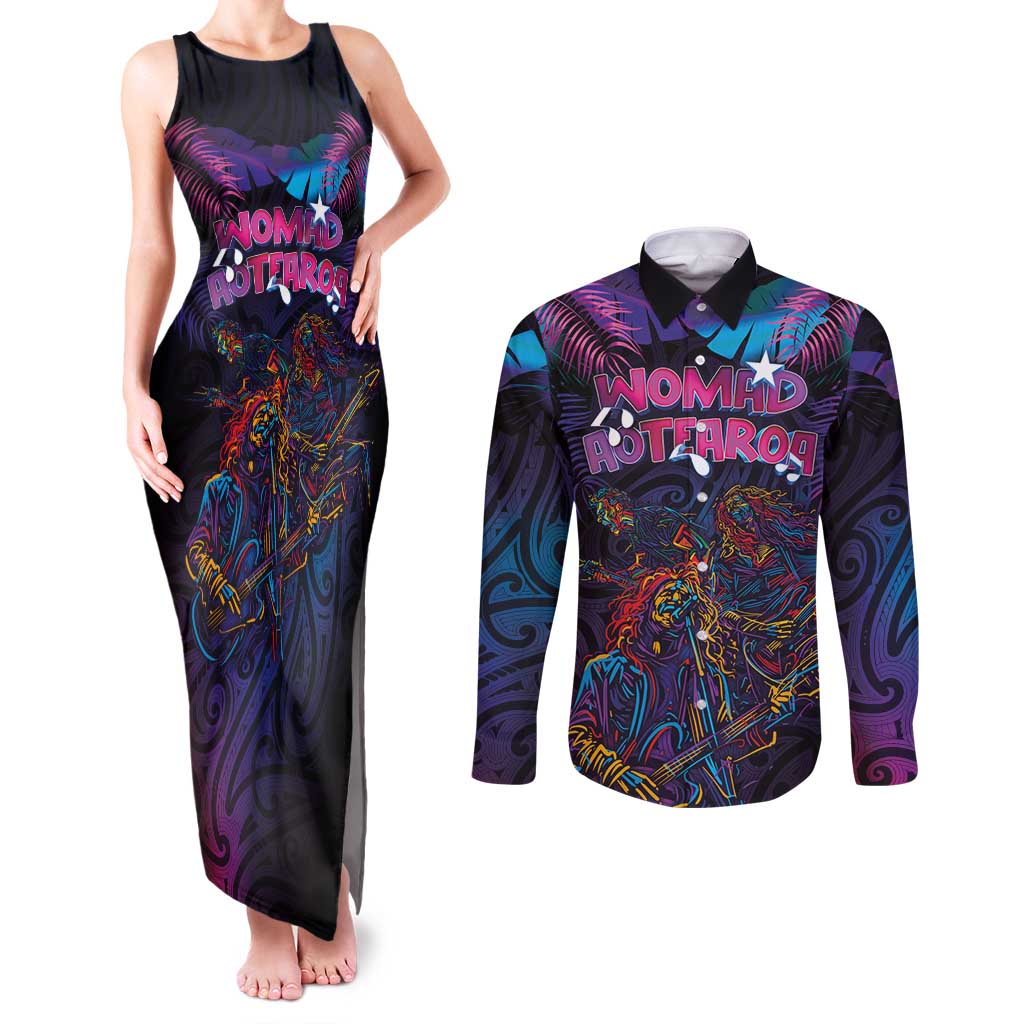 Aotearoa Arts Festival 2025 Couples Matching Tank Maxi Dress and Long Sleeve Button Shirt Maori Performing Art and Music - Rhythmic Vibes