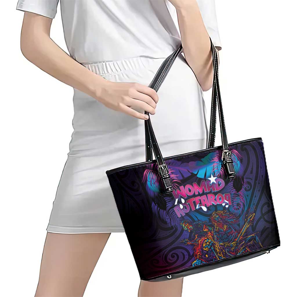 Aotearoa Arts Festival 2025 Leather Tote Bag Maori Performing Art and Music - Rhythmic Vibes