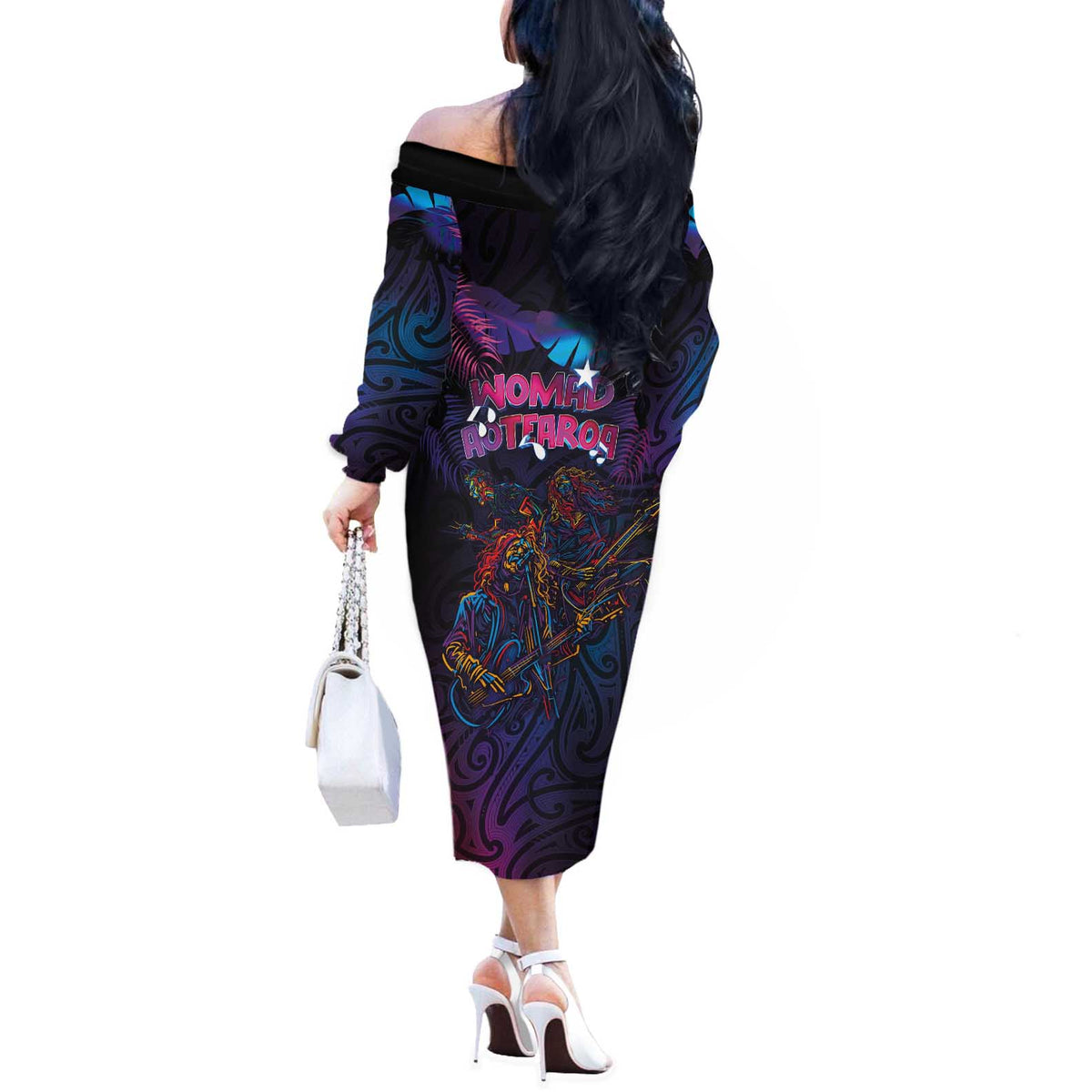 Aotearoa Arts Festival 2025 Off The Shoulder Long Sleeve Dress Maori Performing Art and Music - Rhythmic Vibes LT03 - Polynesian Pride