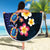 Hawaiian Turtles and Plumeria Beach Blanket Polynesian Art Tribal Tattoo Dark Aqua Color