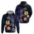 Hawaiian Turtles and Plumeria Hoodie Polynesian Art Tribal Tattoo Dark Aqua Color