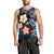 Hawaiian Turtles and Plumeria Men Tank Top Polynesian Art Tribal Tattoo Dark Aqua Color