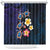 Hawaiian Turtles and Plumeria Shower Curtain Polynesian Art Tribal Tattoo Dark Aqua Color