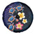 Hawaiian Turtles and Plumeria Spare Tire Cover Polynesian Art Tribal Tattoo Dark Aqua Color