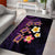 Hawaiian Turtles and Plumeria Area Rug Polynesian Art Tribal Tattoo Deep Violet Color