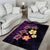 Hawaiian Turtles and Plumeria Area Rug Polynesian Art Tribal Tattoo Deep Violet Color