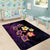 Hawaiian Turtles and Plumeria Area Rug Polynesian Art Tribal Tattoo Deep Violet Color