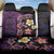 Hawaiian Turtles and Plumeria Back Car Seat Cover Polynesian Art Tribal Tattoo Deep Violet Color