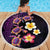 Hawaiian Turtles and Plumeria Beach Blanket Polynesian Art Tribal Tattoo Deep Violet Color