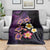 Hawaiian Turtles and Plumeria Blanket Polynesian Art Tribal Tattoo Deep Violet Color