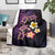 Hawaiian Turtles and Plumeria Blanket Polynesian Art Tribal Tattoo Deep Violet Color