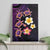 Hawaiian Turtles and Plumeria Canvas Wall Art Polynesian Art Tribal Tattoo Deep Violet Color