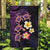 Hawaiian Turtles and Plumeria Garden Flag Polynesian Art Tribal Tattoo Deep Violet Color