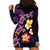 Hawaiian Turtles and Plumeria Hoodie Dress Polynesian Art Tribal Tattoo Deep Violet Color