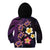 Hawaiian Turtles and Plumeria Kid Hoodie Polynesian Art Tribal Tattoo Deep Violet Color