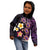 Hawaiian Turtles and Plumeria Kid Hoodie Polynesian Art Tribal Tattoo Deep Violet Color