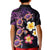 Hawaiian Turtles and Plumeria Kid Polo Shirt Polynesian Art Tribal Tattoo Deep Violet Color