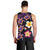 Hawaiian Turtles and Plumeria Men Tank Top Polynesian Art Tribal Tattoo Deep Violet Color