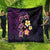 Hawaiian Turtles and Plumeria Quilt Polynesian Art Tribal Tattoo Deep Violet Color