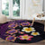 Hawaiian Turtles and Plumeria Round Carpet Polynesian Art Tribal Tattoo Deep Violet Color